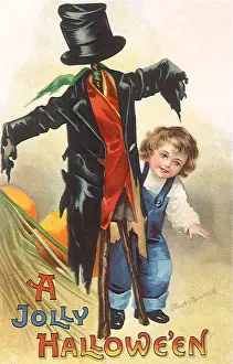 Tattered: Boy next to Halloween Scarecrow