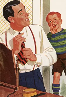 Adolescence: Boy hollards for Dad