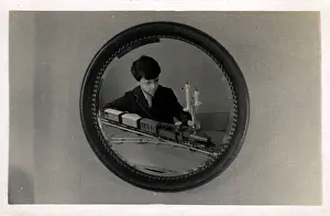 Gauge: Boy With Hornby Gauge 0 Clockwork Train Set