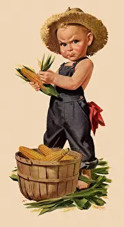 Chore: Boy Husking Corn