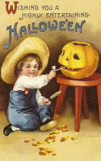 Haloween: Boy and Jack-O-Lantern