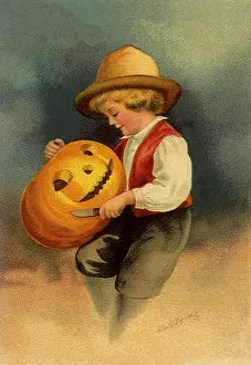 Clapsaddle: Boy and Jack O Lantern