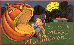 Pumpkin: Boy Looking in a Giant Jack-o-Lantern