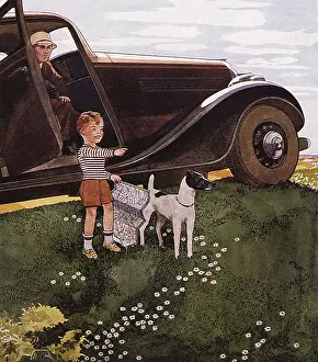 Knoll: Boy with Map and Dog