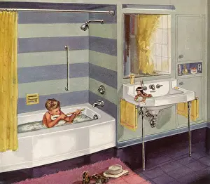 Playtime: Boy playing in the Bathtub