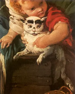 Boucher: Boy playing with Cat, by Boucher