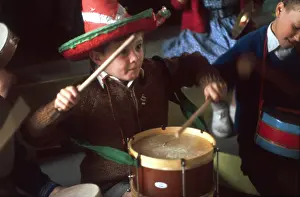 Drumsticks: Boy playing drum at a Hackney school
