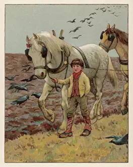 Farmworkers: BOY AND PLOUGH HORSE