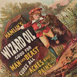 Prevention: Boy pointing out an Hamlin's Wizard Oil to his injured dog