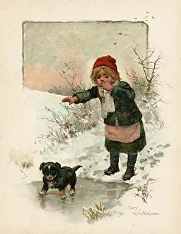 Venture: BOY AND PUPPY ON ICE