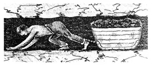 Matthias: Boy putter dragging a sledge of coal along a