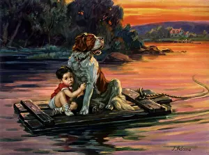 Clinging: Boy, Raft, St Bernard