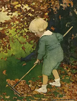 Chore: Boy Raking Leaves