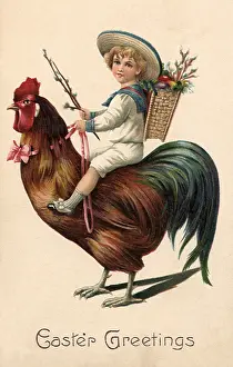 Rooster: Boy riding Giant Rooster