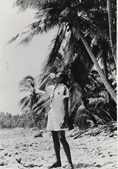 Polynesian: Boy scout on a beach, Gilbert Islands, Pacific