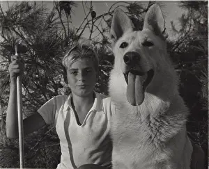 Cypriot: Boy scout with a large dog, Cyprus