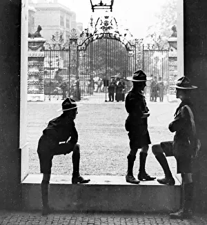 Messengers: Boy Scout messengers waiting for orders during WW1