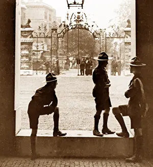 Messengers: Boy Scout messengers waiting for orders during WW1