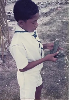 Polynesian: Boy scout on Tuvalu, Gilbert Islands, Pacific