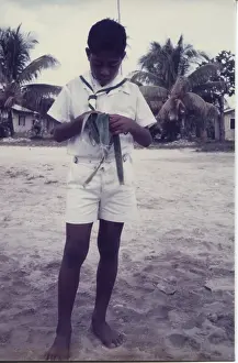 Polynesian: Boy scout on Tuvalu, Gilbert Islands, Pacific