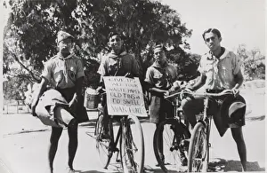 Tins: Boy scouts on bicycles, Ceylon (Sri Lanka), WW2