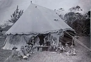 Mauritius: Boy scouts cooking at camp, Mauritius