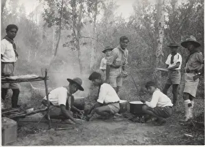 Steaming: Boy scouts cooking in the open air, Mauritius