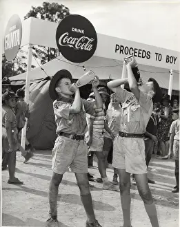 Coca: Boy scouts drinking from bottles, Australia
