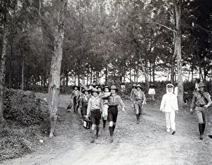 Mauritius: Boy scouts on a hiking activity, Mauritius