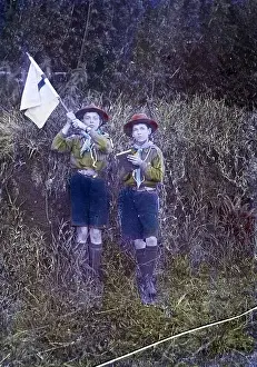 Signalling: Two boy scouts on an outdoor activity, Mauritius