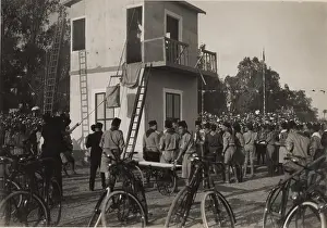 Ladders: Boy scouts practising firefighting, Egypt