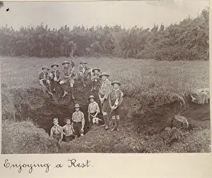 Mauritius: Boy scouts resting during a hike, Mauritius