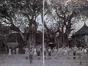 Mauritius: Boy scouts saluting the flag, Mauritius