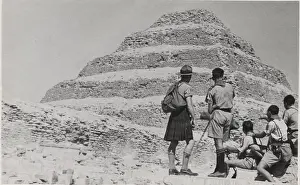 Zoser: Boy scouts at step pyramid of Zoser, Egypt