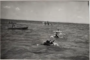 Lifebelt: Boy scouts in swimming race, British Honduras