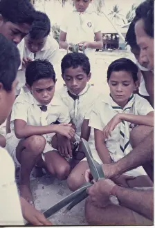 Polynesian: Boy scouts on Tuvalu, Gilbert Islands, Pacific