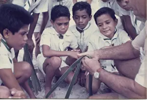 Polynesian: Boy scouts on Tuvalu, Gilbert Islands, Pacific