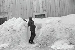 Shoveling: Boy - Shoveling - Snow - Winter