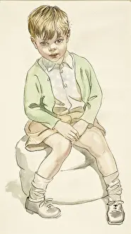Wrinkled: A Boy sitting on a pouffe