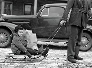 Aliquippa: Boy, sled, winter, lifestyles