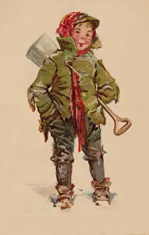Brundage: Boy with snow shovel