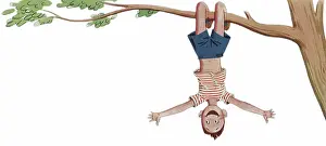Widely: Boy Swings on Tree Limb