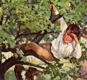 Grinning: Boy in a Tree