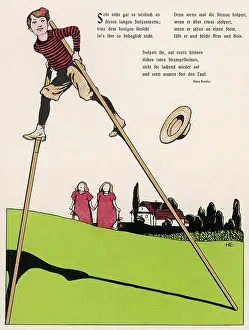 Walkers: Boy walking on stilts