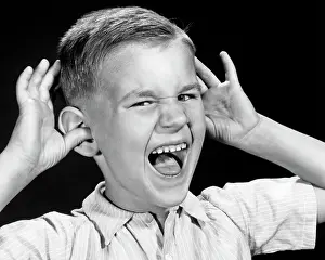 Sneer: Boy Waving Hands with Mocking Facial Expression