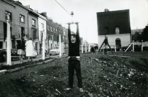 Boy on Zip wire, Adventure Playground, Islington, 1963
