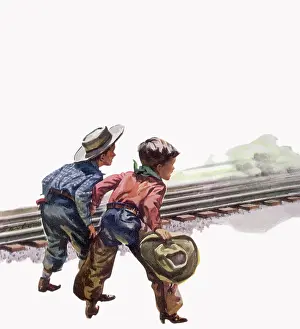 Playtime: Boys Awed by Fast Train