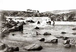 Aswan: Boys bathing, second nile cataract, Aswan, c1880s