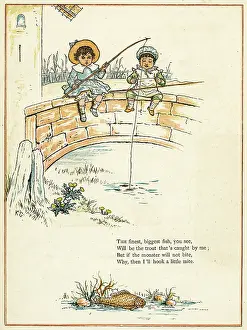 Angling: Two boys fishing from a bridge