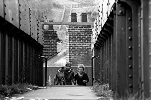 Streetwise: Boys on footbridge Stoke